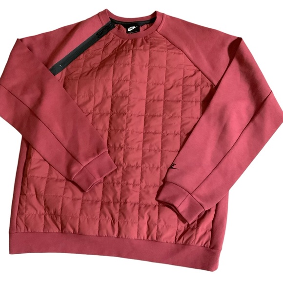 Nike Sportswear Tech Pack Quilted NSW PE Crew Sweatshirt (Red) LARGE BV3697-661 - Picture 1 of 7